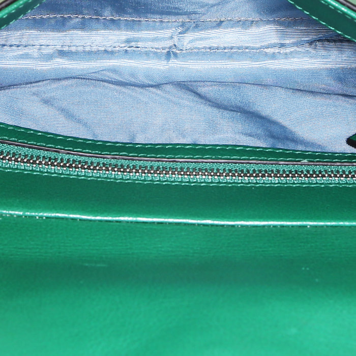 Borsa a tracolla Gucci Rajah in pelle verde e pelle nera - Detail D3