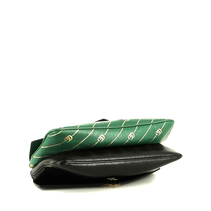 Borsa a tracolla Gucci Rajah in pelle verde e pelle nera - Detail D5