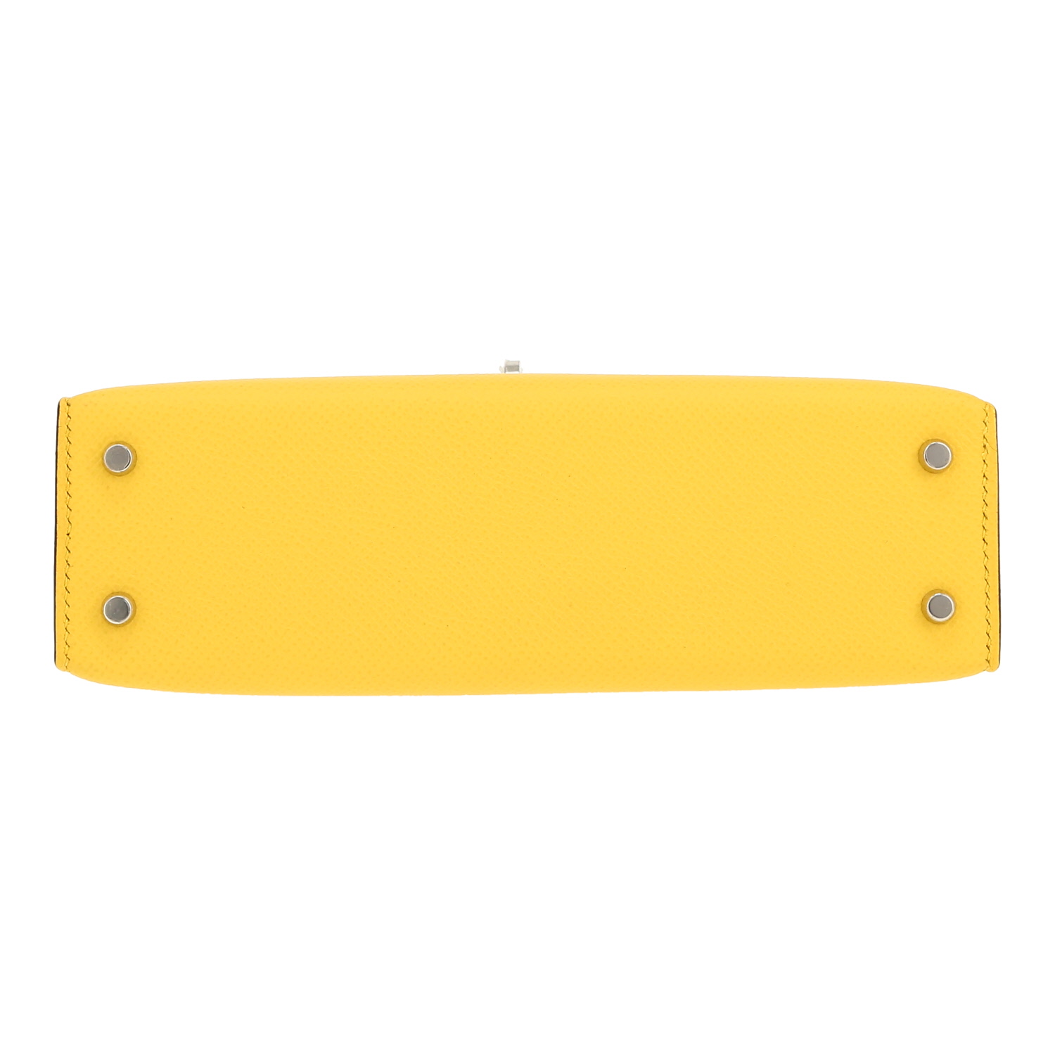 Bolso de mano Hermès  Kelly 20 cm en cuero epsom amarillo - Detail D1