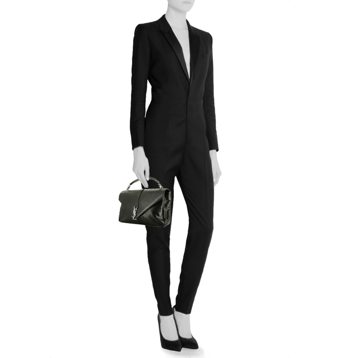 Saint Laurent College handbag in black leather - Detail D1