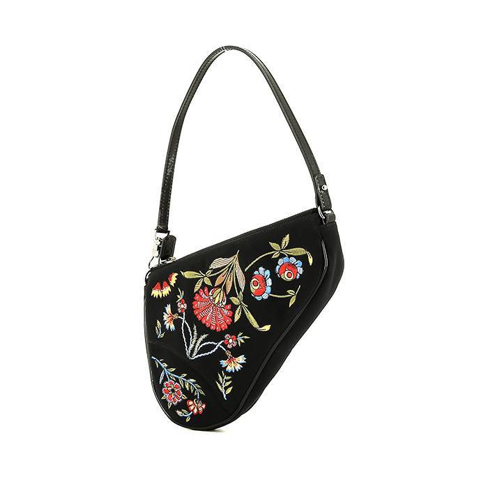 Dior  Saddle handbag  in black embroidered canvas - 00pp