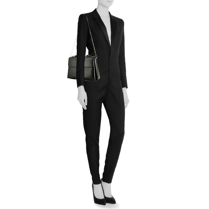 Sac bandoulière Gucci  Interlocking G en cuir grainé noir - Detail D1