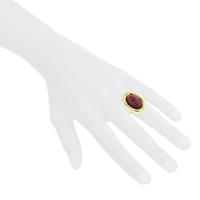 Half-articulated Poiray Indrani large model ring in yellow gold and garnet - Detail D1