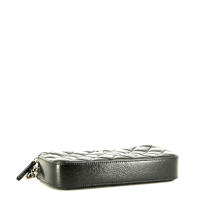 Borsa a tracolla Chanel   in pelle verniciata e foderata nera - Detail D4