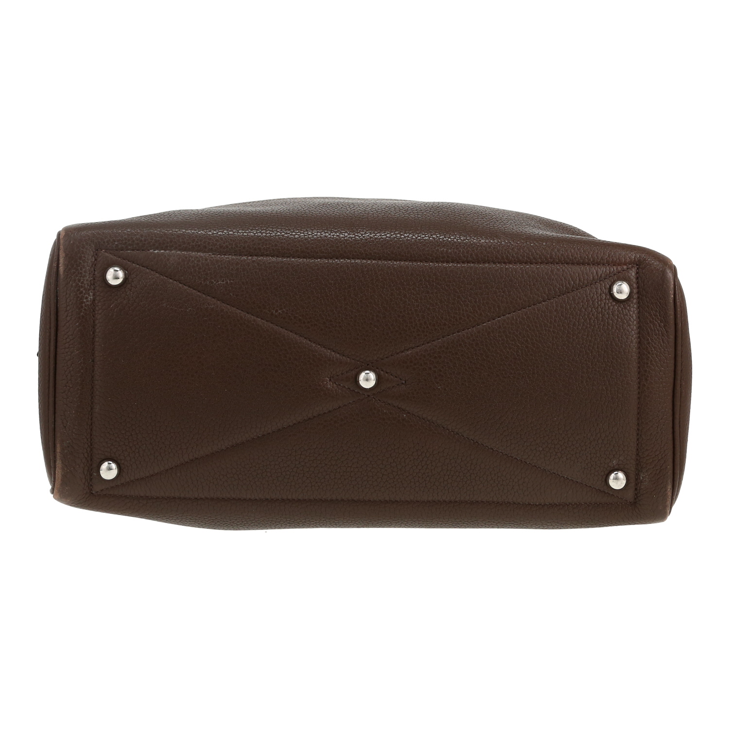 Bolso de mano Hermès  Victoria en cuero togo marrón - Detail D1