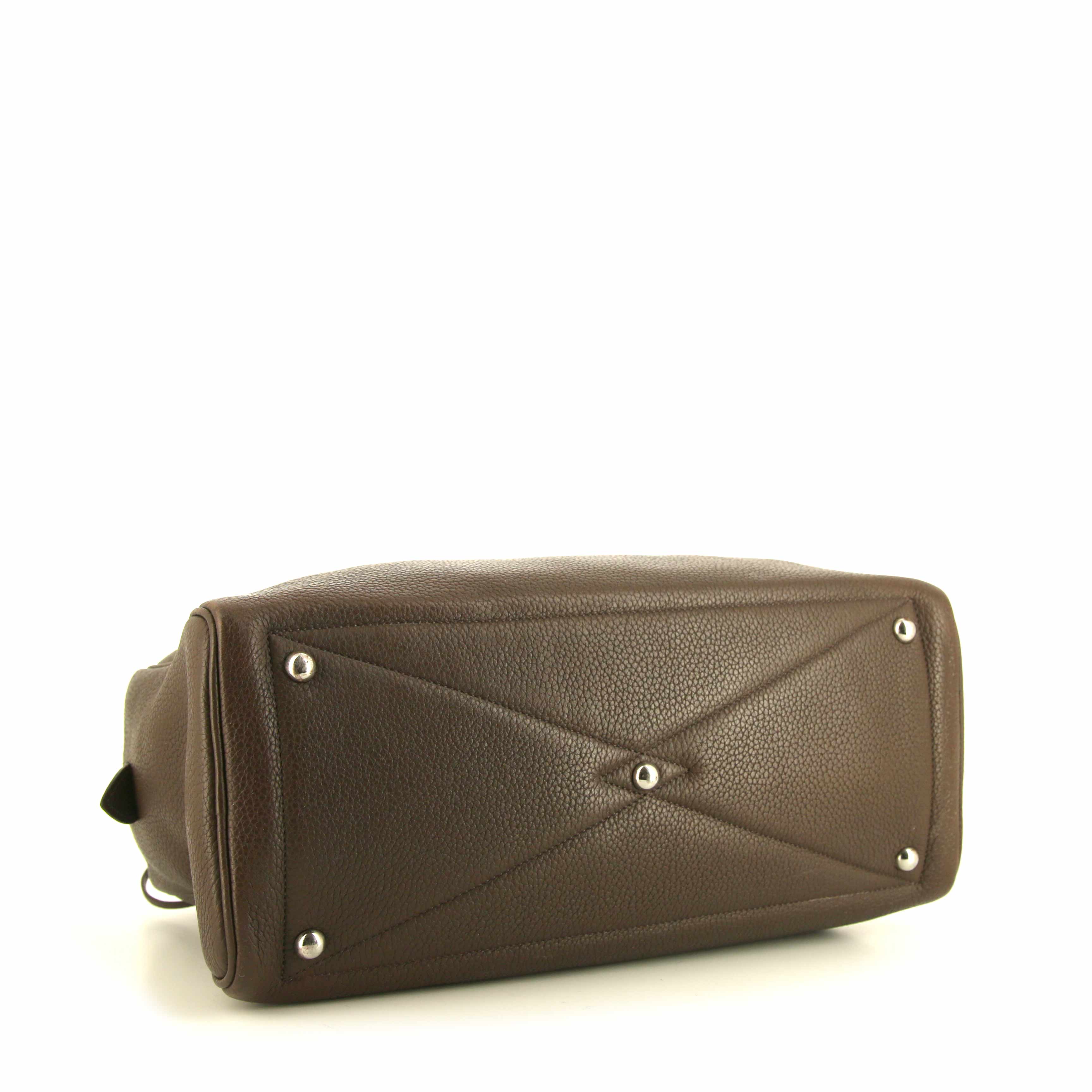 Borsa Hermès  Victoria in pelle togo marrone - Detail D4