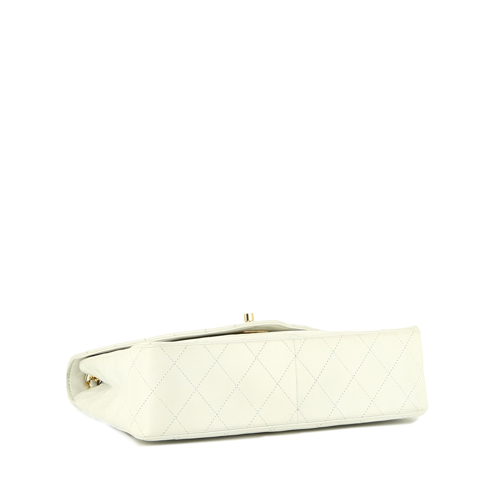 Chanel  Vintage handbag  in white quilted leather - Detail D4