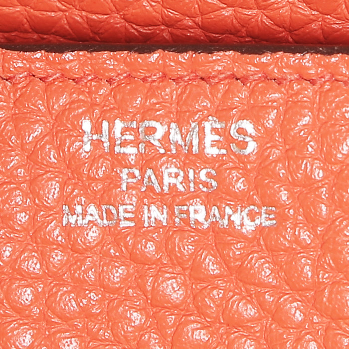 Sac à main Hermès  Birkin 25 cm en cuir togo orange Capucine - Detail D3