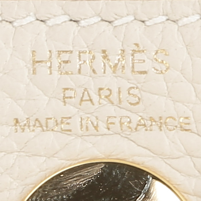 Hermès  Lindy mini  shoulder bag  in Craie togo leather - Detail D3