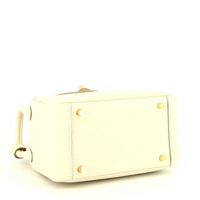 Sac bandoulière Hermès  Lindy mini  en cuir togo Craie - Detail D4