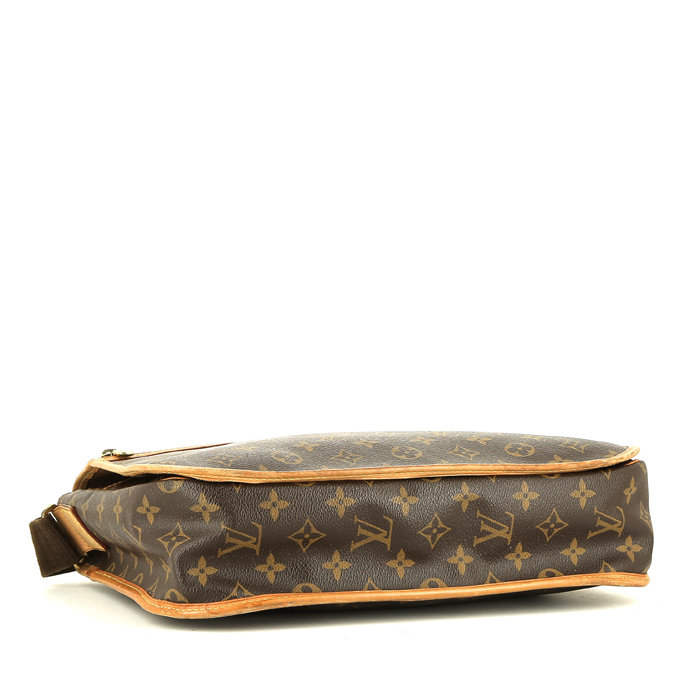 Louis Vuitton  Reporter shoulder bag  in brown monogram canvas  and natural leather - Detail D4