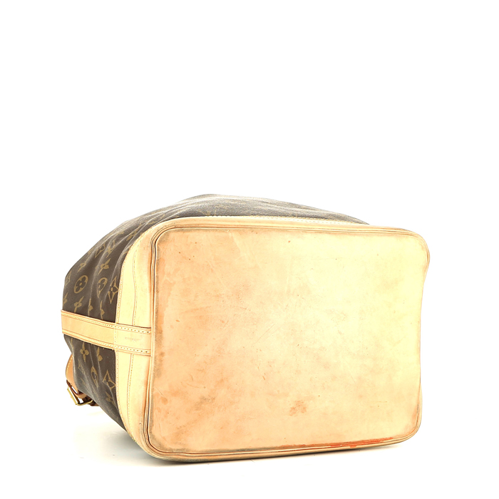 Louis Vuitton  Grand Noé handbag  in brown monogram canvas  and natural leather - Detail D4