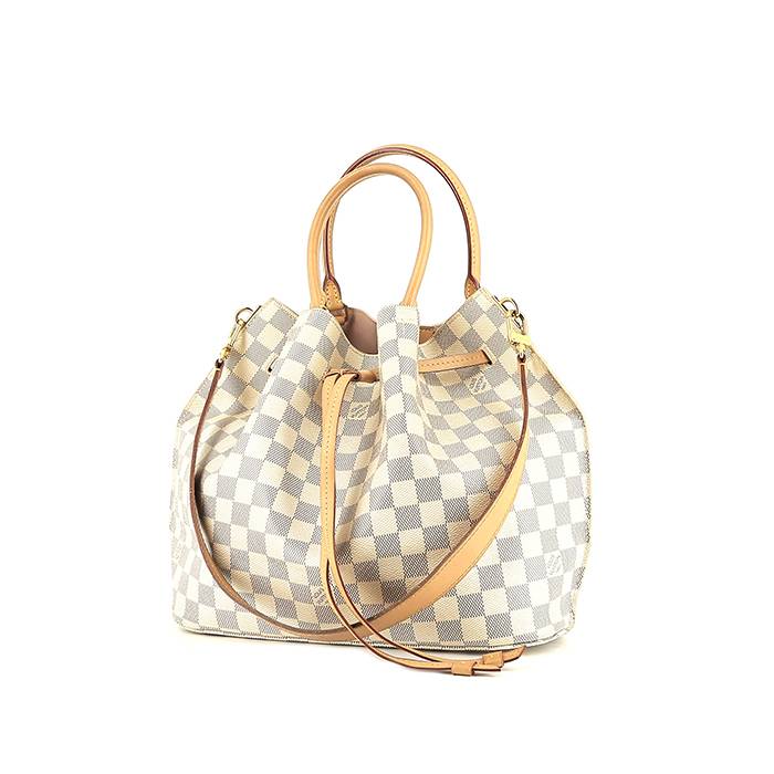 Louis Vuitton   shopping bag  in azur damier canvas  and natural leather - 00pp