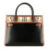 Burberry   handbag  in black and gold leather  and printed patern canvas - 360 thumbnail