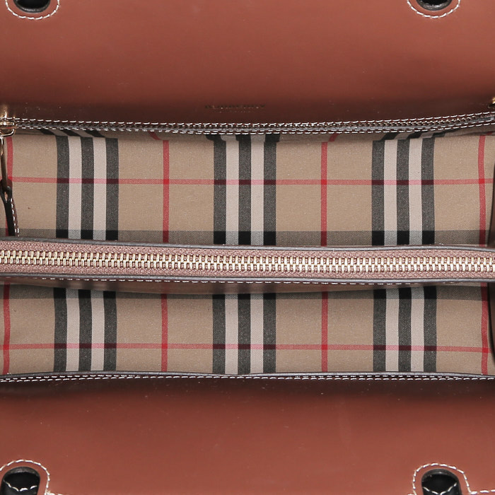 Borsa Burberry   in pelle nera e gold e tela con stampa a motivi - Detail D3