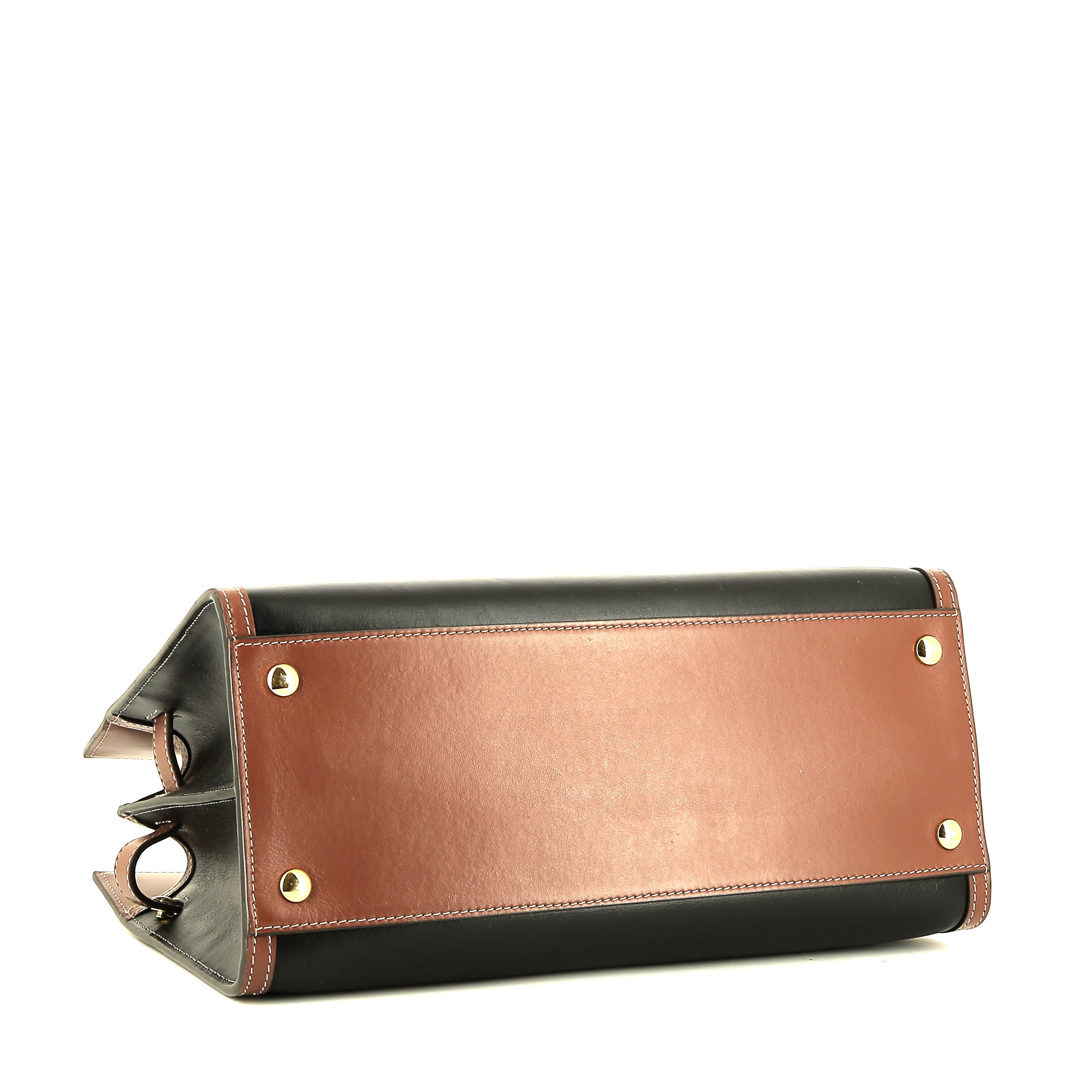 Sac à main Burberry   en cuir noir et gold et toile imprimée à motifs - Detail D5