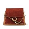 Chloé  Faye handbag  in gold leather  and red suede - 360 thumbnail