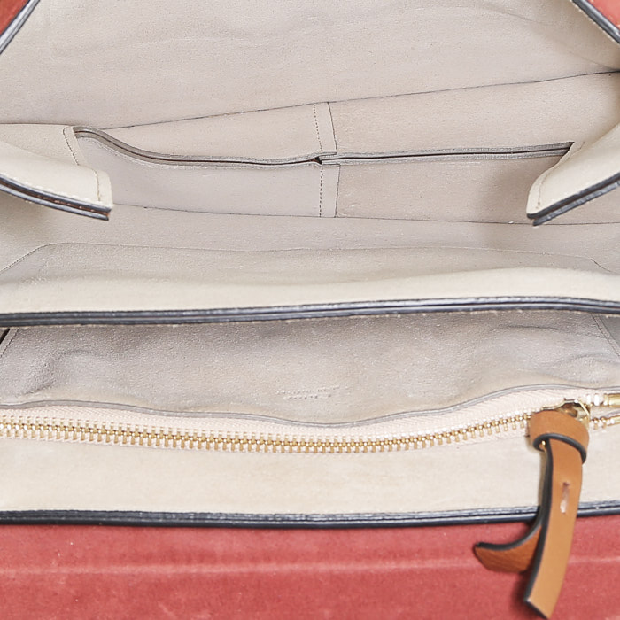 Chloé  Faye handbag  in gold leather  and red suede - Detail D2