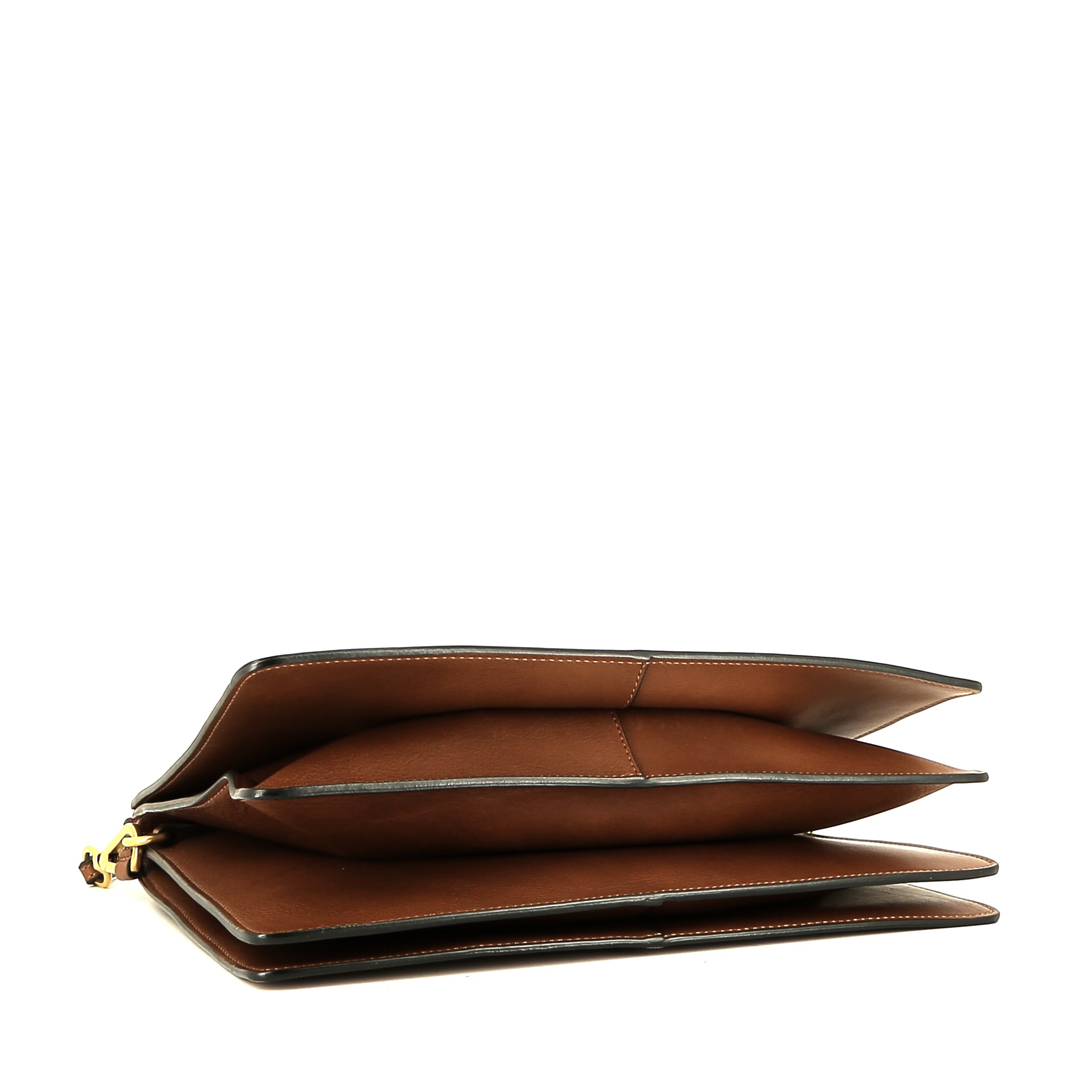 Chloé  Faye handbag  in gold leather  and red suede - Detail D4