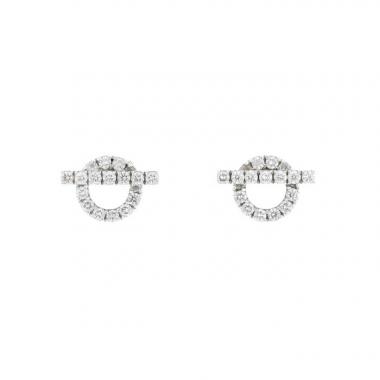 Paire de puces d'oreilles Hermès Finesse en or blanc et diamants