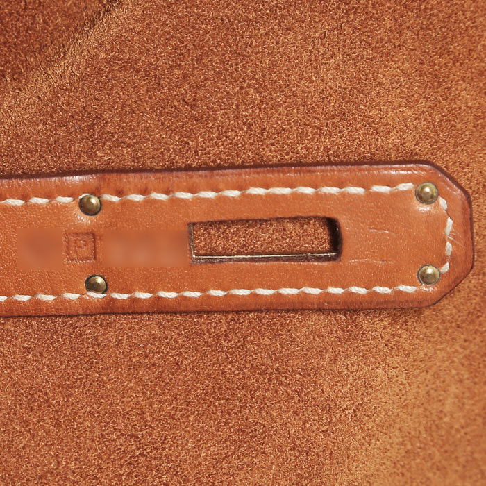 Borsa Hermès  Birkin Grizzly in pelle Barenia gold e pelle di vitello doblis gold - Detail D4