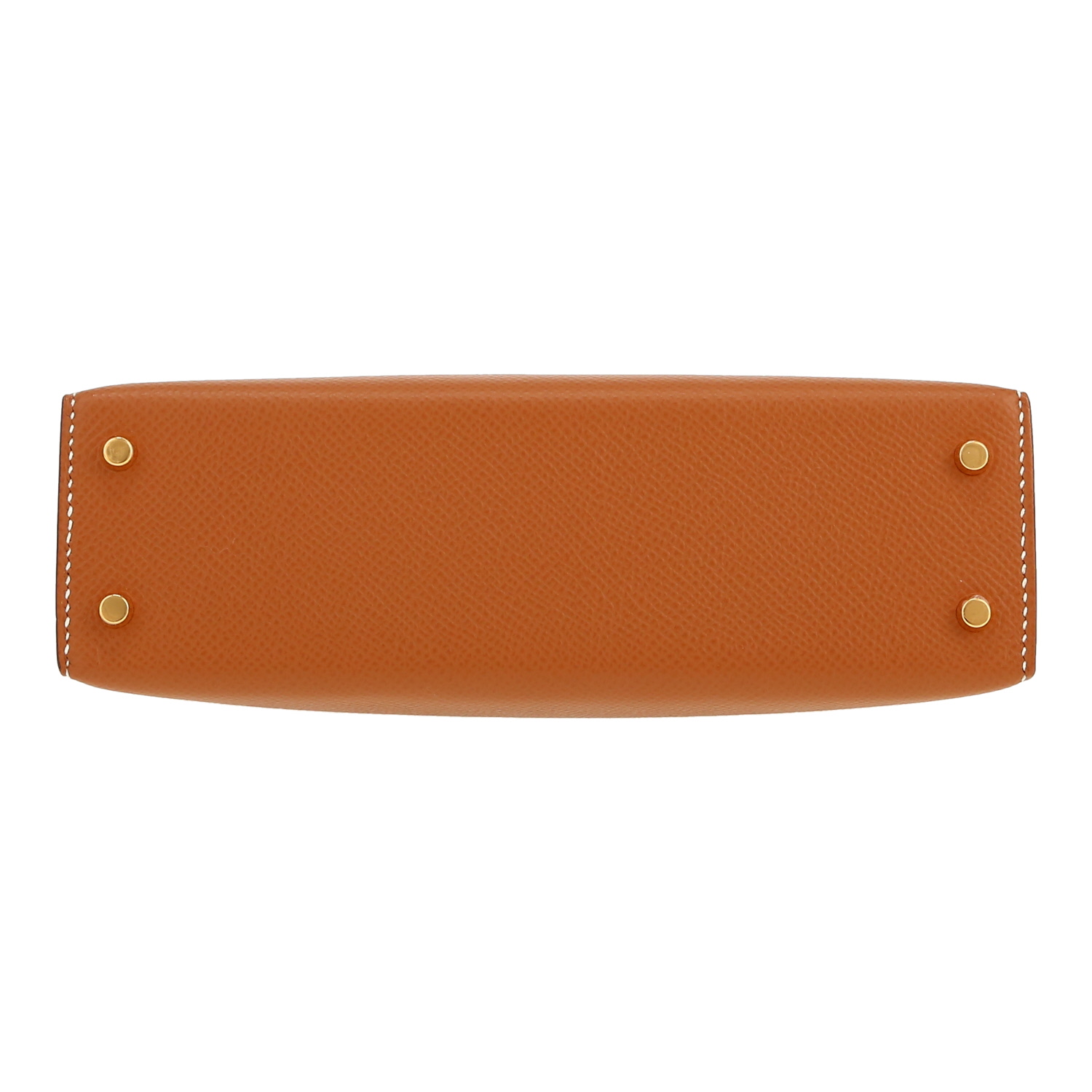 Bolso de mano Hermès  Kelly 20 cm en cuero epsom color oro - Detail D1