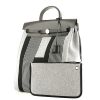 Zaino Hermès  Herbag - Backpack in tela grigia e nera e pelle nera - Detail D2 thumbnail