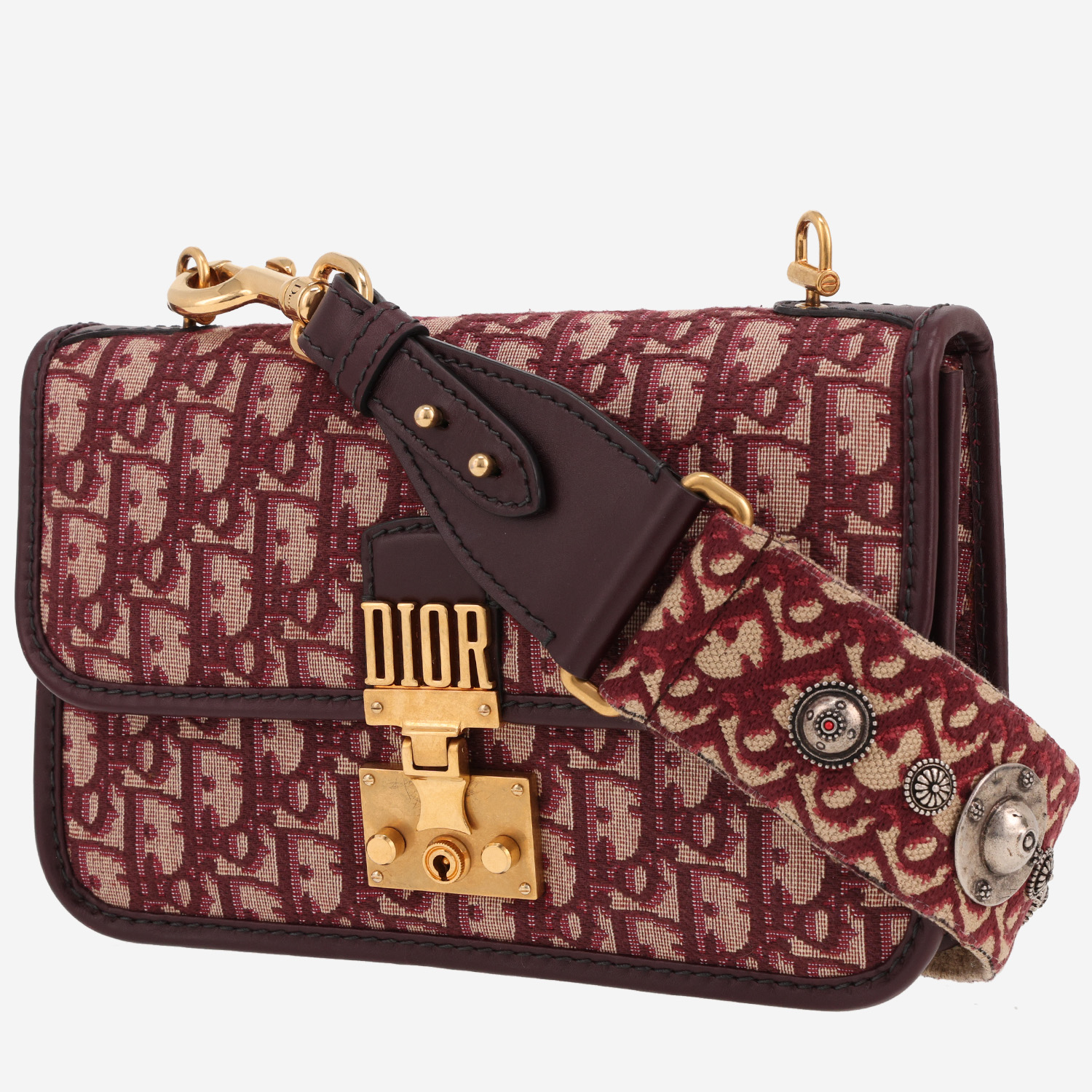 Dior Dioraddict shoulder bag in burgundy monogram canvas Oblique