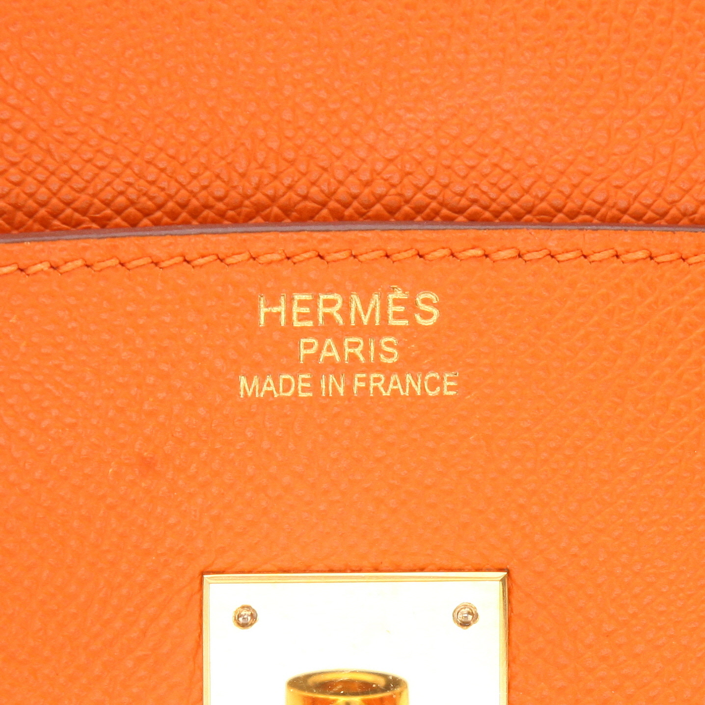 Hermès  Birkin 35 cm handbag  in orange epsom leather - Detail D2