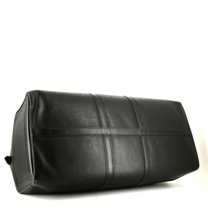 Sac de voyage Louis Vuitton  Keepall 55 en cuir épi noir et cuir noir - Detail D4