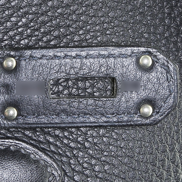 Bolsa de viaje Hermès  Haut à Courroies en cuero togo azul - Detail D4