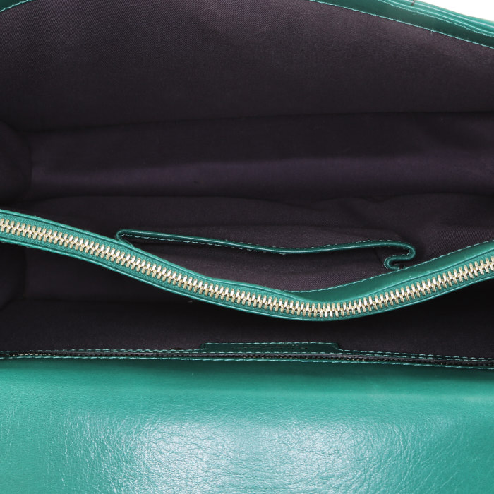 Bulgari  Forever large model  handbag  in green leather - Detail D3