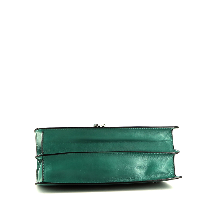 Bulgari  Forever large model  handbag  in green leather - Detail D5