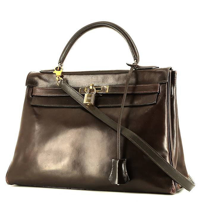 Hermès  Kelly 32 cm handbag  in brown box leather - 00pp