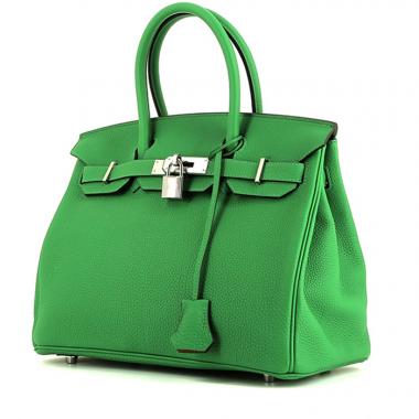 Bolso de mano Hermès  Birkin 30 cm en cuero togo verde Bamboo