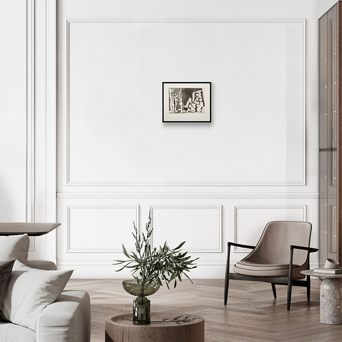 Pablo Picasso, "Peintre et modèle appuyé sur un coussin. 7 février 1964, I", eau-forte et aquatinte sur papier, signée et numérotée, de 1967 - Detail D4