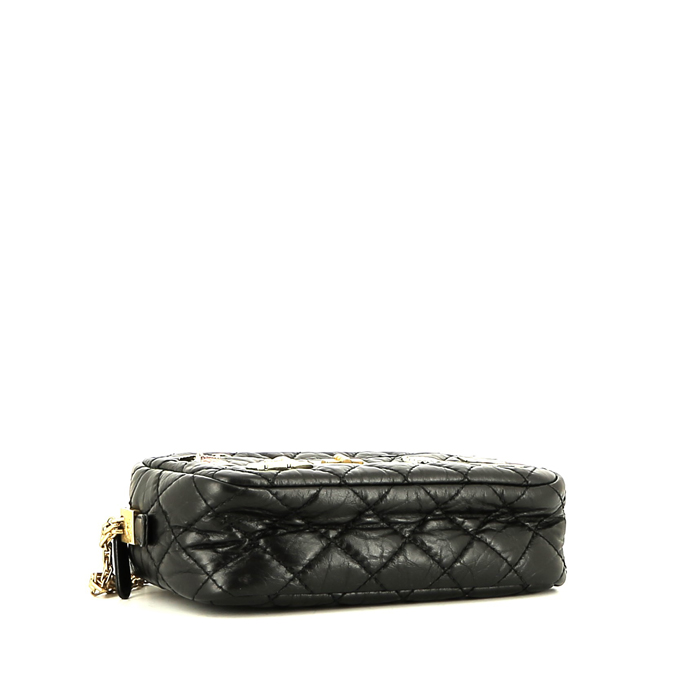 Bolso bandolera Chanel 2.55 en cuero acolchado negro - Detail D4