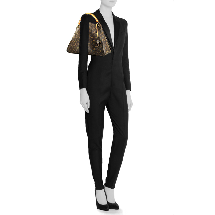 Borsa Louis Vuitton  Artsy modello medio  in tela monogram marrone e pelle naturale - Detail D1