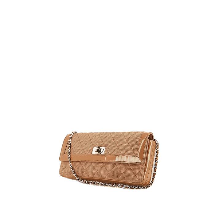 Chanel  Baguette handbag  in brown quilted canvas  and brown patent leather - 00pp