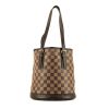 Louis Vuitton  Bucket shopping bag  in brown damier canvas  and brown leather - 360 thumbnail