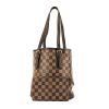 Louis Vuitton  Bucket shopping bag  in brown damier canvas  and brown leather - Detail D2 thumbnail