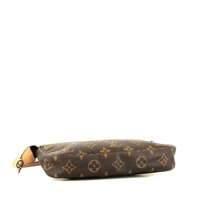 Pochette Louis Vuitton  Pochette accessoires in tela monogram marrone e pelle naturale - Detail D4