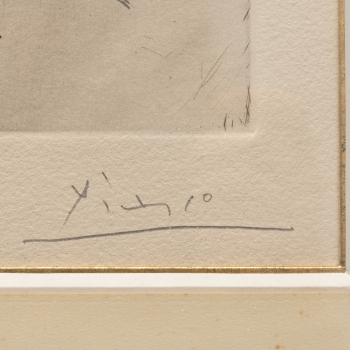 Pablo Picasso, "Tête d'homme barbu", etching and aquatint on paper, signed, of 1965 - Detail D2