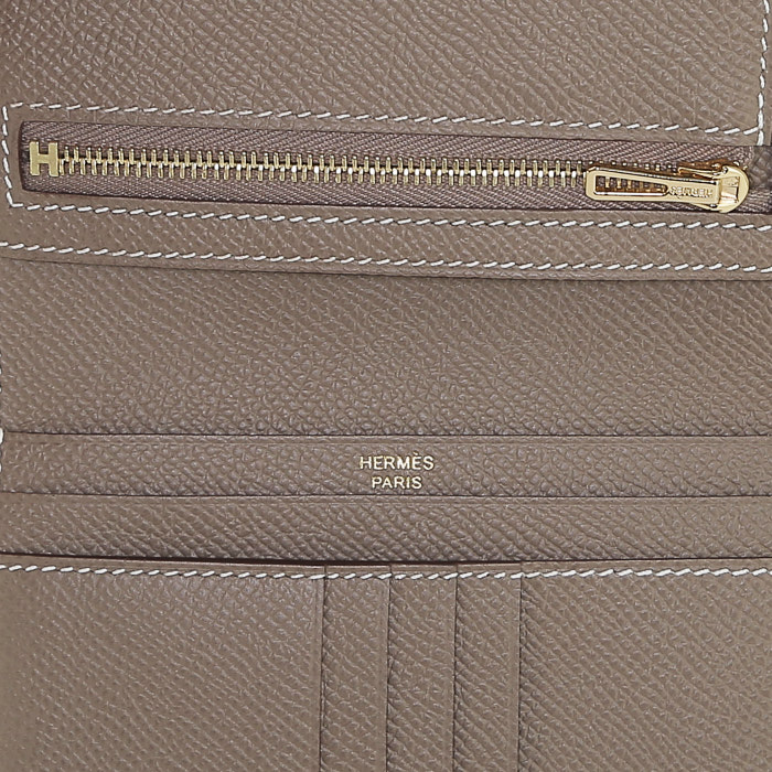 Portafogli Hermès  Bearn in pelle Epsom etoupe - Detail D2
