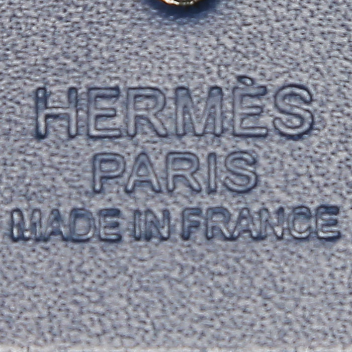 Bolso bandolera Hermès  Herbag en lona azul eléctrico y cuero box azul - Detail D4