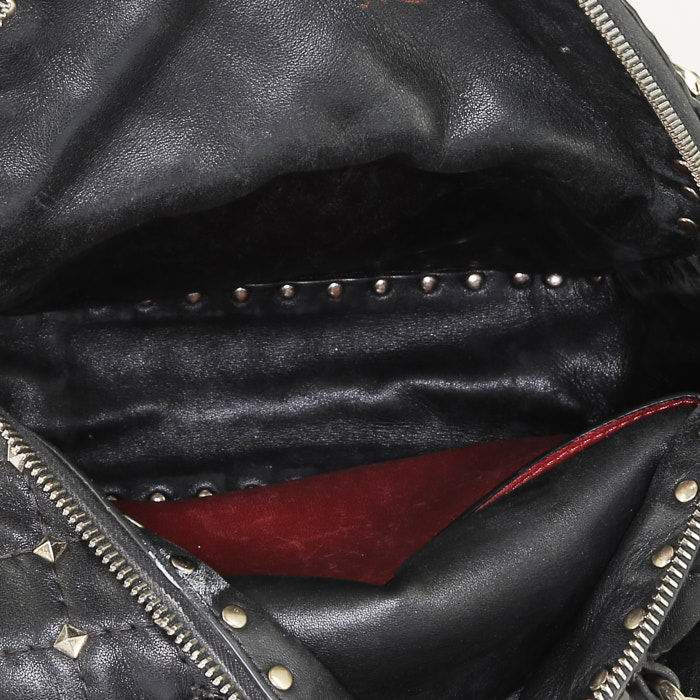 Mochila Valentino Garavani  Rockstud en cuero acolchado negro - Detail D2