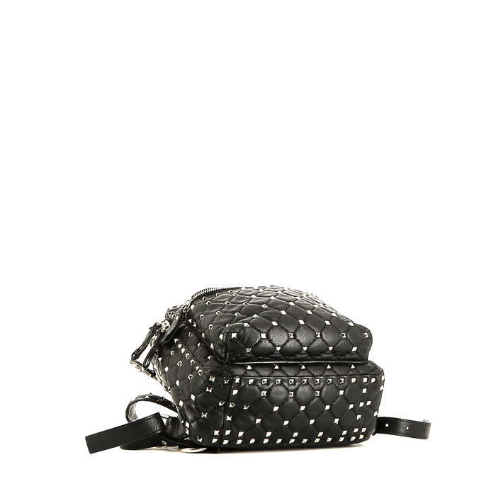 Mochila Valentino Garavani  Rockstud en cuero acolchado negro - Detail D4