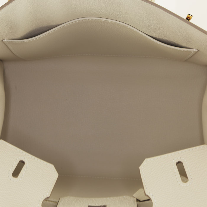 Bolso de mano Hermès  Birkin 25 cm en cuero epsom Nata - Detail D2