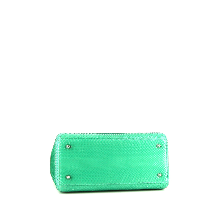 Dior  Lady Dior medium model  handbag  in green python - Detail D5