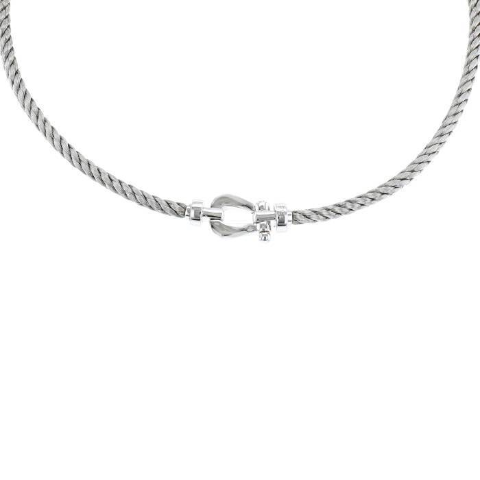Fred Force 10 large model necklace in white gold and stainless steel - 00pp